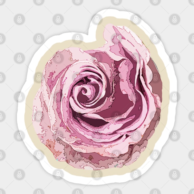 Pink Rose Stylized Art Sticker by StupidHead